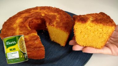 RECEITA DE BOLO DE MILHO MOLHADINHO COM MILHO DE LATINHA